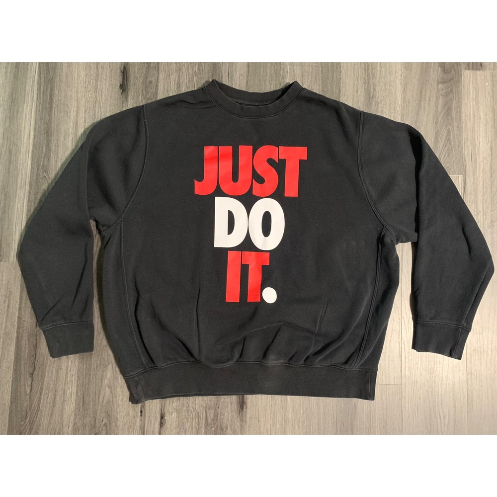 Nike Men's Black Just Do It Logo Casual Crewneck Sweatshirt Size XXL 2XL